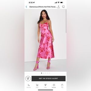 Lulus Pink Floral MIDI tie back dress